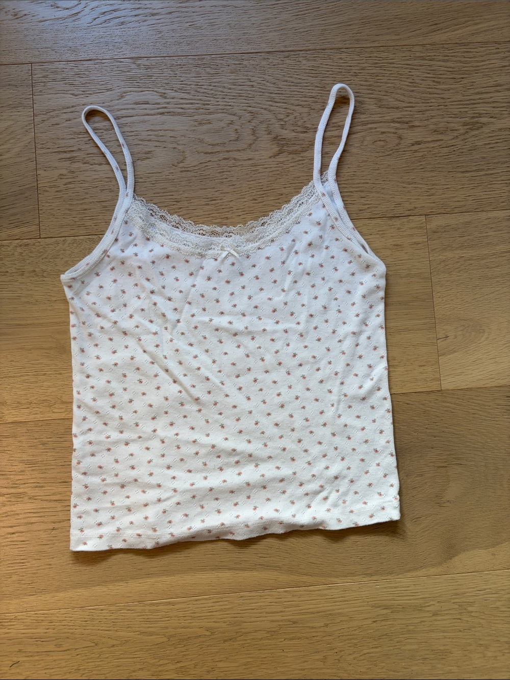 Brandy Melville White Camisole with Small Rose Floral Print